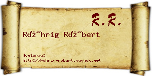 Röhrig Róbert névjegykártya